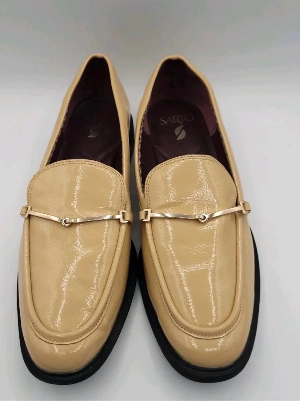 Men's Patent Leather Beige Loafers